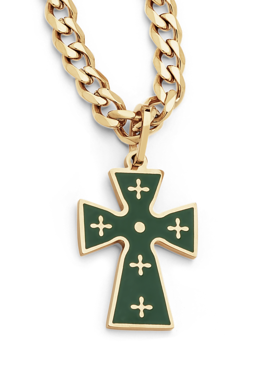 Enamel Cross Necklace (Gold)