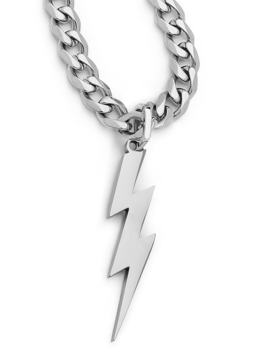 Lightning Bolt Necklace (Steel)