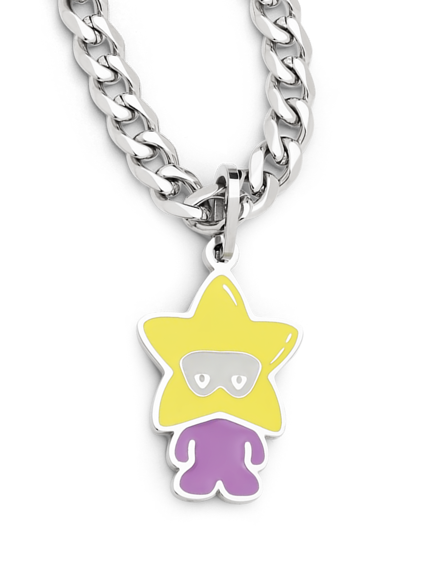 Star Boy Necklace (Yellow/Purple & Steel)