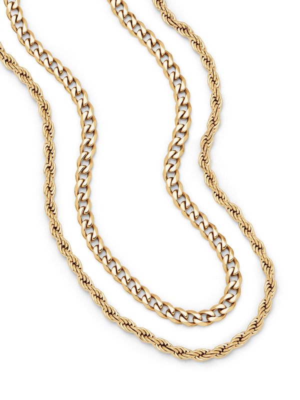 Stacked Curb + Rope Set (Gold)